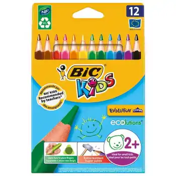 BİC EVOLUTION 12 RENK JUMBO ÜÇGEN KURU BOYA KALEMİ 82973511 (ÖZEL FİYAT)