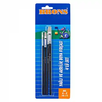 BRONS YAĞLI VE AKRİLİK BOYA FIRÇA SETİ 4 LÜ BR-522