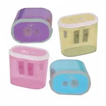 BU-BU ŞEFFAF DİKDÖRTGEN KALEMTRAŞ ÇİFT DELİKLİ PASTEL KT0011