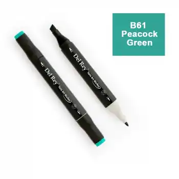 Del Rey Twın Marker Bg61 Peacock Green Çift Uçlu Grafik Kalemi Mn-dr061