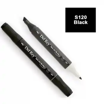 DEL REY TWIN MARKER S120 BLACK ÇİFT UÇLU GRAFİK KALEMİ MN-DRYS120