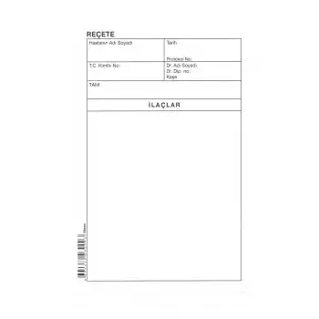 Dilman Reçete 100 Yaprak 13.5 x 20 cm. 1 Adet