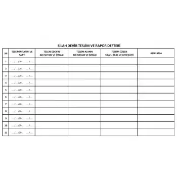 DİLMAN SİLAH DEVİR TESLİM VE RAPOR DEFTERİ 96 YP. CİLTLİ