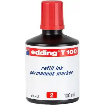 EDDİNG T100 KIRMIZI PERMANENT MÜREKKEP 100ML