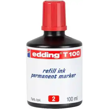 EDDİNG T100 KIRMIZI PERMANENT MÜREKKEP 100ML