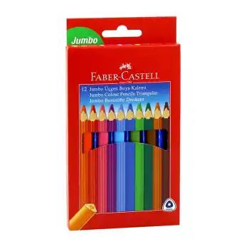 Faber 12 Renk Jumbo Üçgen Tam Boy Kuru Boya 116615