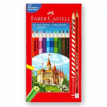 Faber 12 Renk Kuru Boya Kalemi 12+2 Okul Set 5178000104
