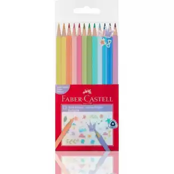 Faber 12 Renk Üçgen Kuru Boya Pastel Renkler 116313