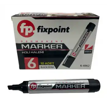 Fixpoint Permanent Koli Kalemi Kesik Uç SİYAH Renk 6 mm.