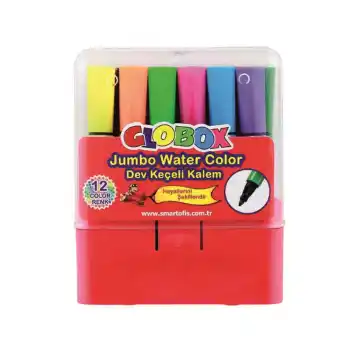 GLOBOX 12 RENK JUMBO ÜÇGEN KEÇELİ KALEM 1128
