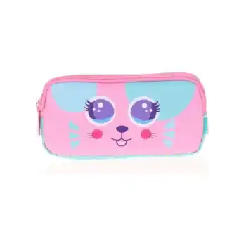 KAUKKO L8118 KIDS&LOVE 3 BÖLMELİ KALEM ÇANTASI CUTE FACE CAT