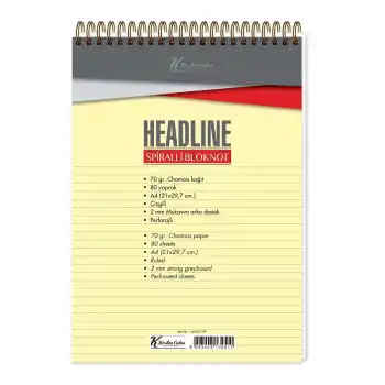 KESKİN HEADLİNE A4 80 YP ÇİZGİLİ SPİRALLİ BLOKNOT 145421