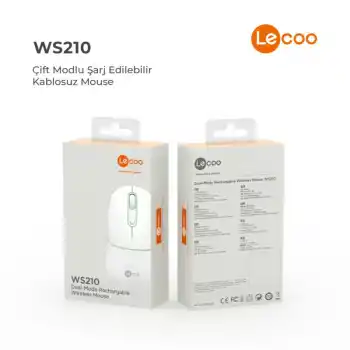 LECOO WS210 BEYAZ BLUETOOTH & 2.4G WİFİ WİRELESS CHARGİNG MOUSE