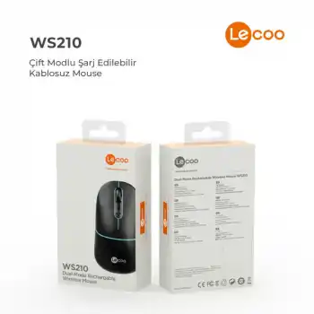 Lecoo Ws210 Siyah Bluetooth & 2.4g Wifi Wireless Charging Mouse
