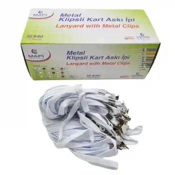 MAPİ KART ASKI İPİ BEYAZ 50 Lİ METAL KLİPS 9102650