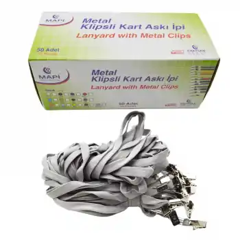 MAPİ KART ASKI İPİ GRİ 50 Lİ KLİPSLİ 9102660