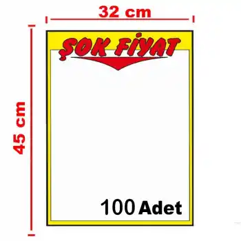 Market Kuşe Kağıt Şok Fiyat Baskılı Afiş 32x45cm 100 Adet
