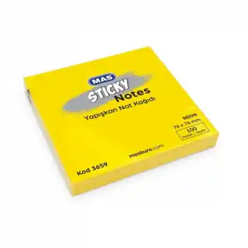 MAS 3658 POSTİT 76X76 100 YP YAPIŞKANLI NOT KAĞIDI NEON SARI