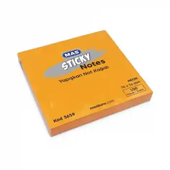 MAS 3658 POSTİT 76X76 100 YP YAPIŞKANLI NOT KAĞIDI NEON TURUNCU