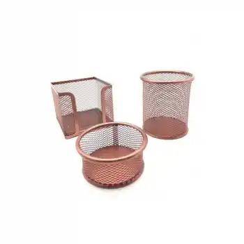 MAS 505 ROSE GOLD METAL FİLE 3 LÜ MASA SETİ