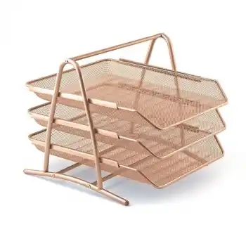 MAS 523 METAL FİLE 3 LÜ EVRAK RAFI ROSE GOLD