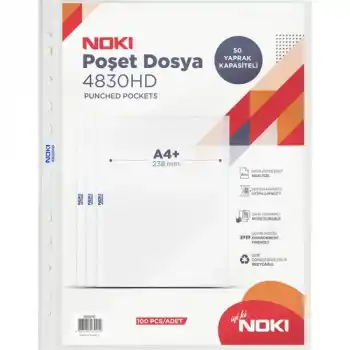 NOKİ HD POŞET DOSYA  A4 100 LÜ 4830HD 80 MİC.