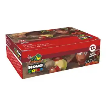 NOVA COLOR 12 RENK GUAJ BOYA ŞİŞE  NC-461