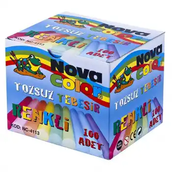 NOVA COLOR TOZSUZ TEBEŞİR 100 LÜ RENKLİ NC-4113
