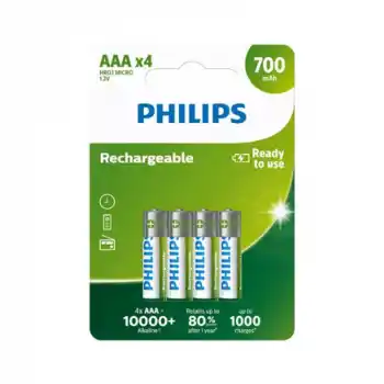 Phılps R03b4a70/10 İnce Şarjlı Pil 4 Lü 700 Mah