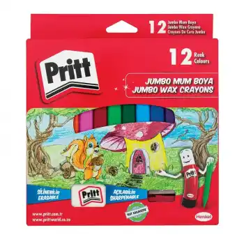 Pritt 12 Renk Jumbo Üçgen Silinebilir Pastel Mum Boya 1655739