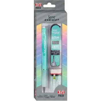 Serve Deep Versatil Kalem+silgi+min 0,7 Okul Seti Apple Green Sv-deep3setey