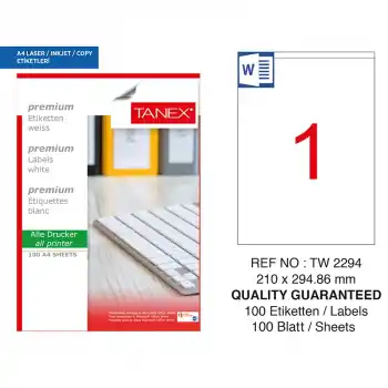 Tanex 210x294,86 Laser Etiketi Tw-2294
