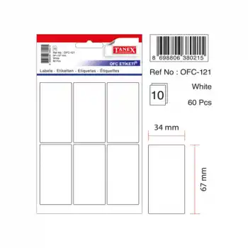Tanex Ofc-121 34x67 Mm Beyaz Ofis Etiketi
