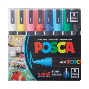 Uni-ball Pc-5m/8c Posca Su Bazlı Marker Ana Renkler 1.8