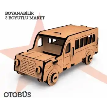 Yıldızlar Ahşap 3d Ahşap Boyanabilir Maket Araba Bym-02