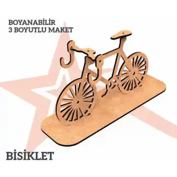 Yıldızlar Ahşap 3d Ahşap Boyanabilir Maket Bisiklet Bym-06