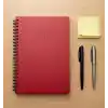 2026 Spiralli 20x28 Günlük Çizgili Ajanda Thermo Deri KIRMIZI Renk