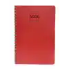 2026 Spiralli 20x28 Haftalık Çizgili Ajanda Thermo Deri KIRMIZI Renk