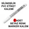 Siyah PVC Etiket Kalemi Beyaz Renk Yaz-Sil Etiket Kalemi 1 Adet Beyaz Marker Silinebilir Etiket Yazı Kalemi