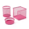 MAS 505 PEMBE METAL FİLE 3 LÜ MASA SETİ