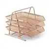 MAS 523 METAL FİLE 3 LÜ EVRAK RAFI ROSE GOLD
