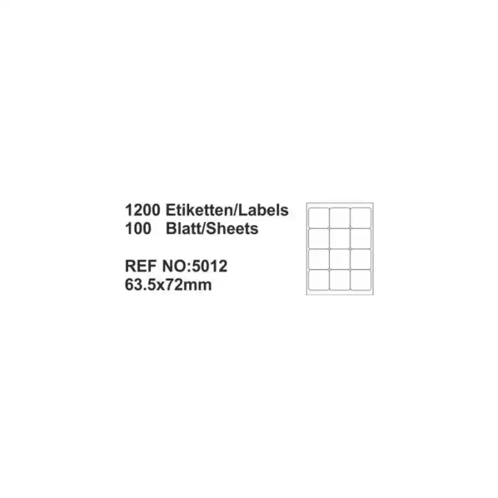 Multiofis 63,5x72 Mm Laser Etiket 5012