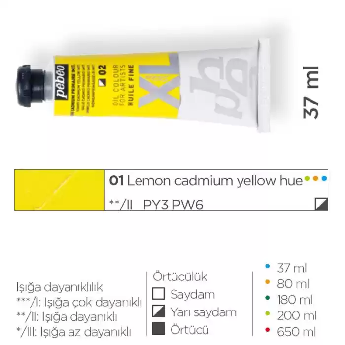 Pebeo 937/01 Lemon Cadmium Yellow Yağlı Boya Huıle Fıne Xl 37 Ml.