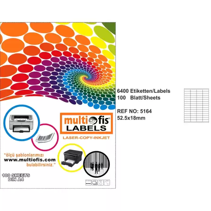 Multiofis 52,5x18 Mm Laser Etiket 5164