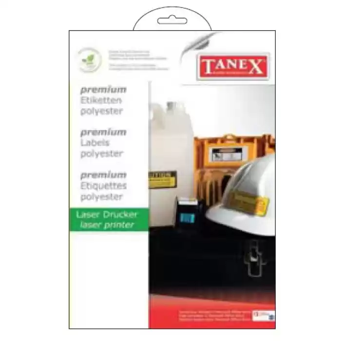 TANEX TW-3177 78x54,5 mm POLYESTER BEYAZ LASER ETİKET 25 AD./PK.