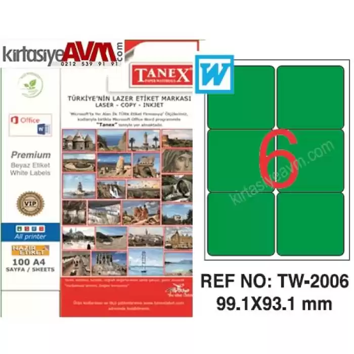 TANEX TW-2006 99,1x93,1 mm YEŞİL LASER ETİKET