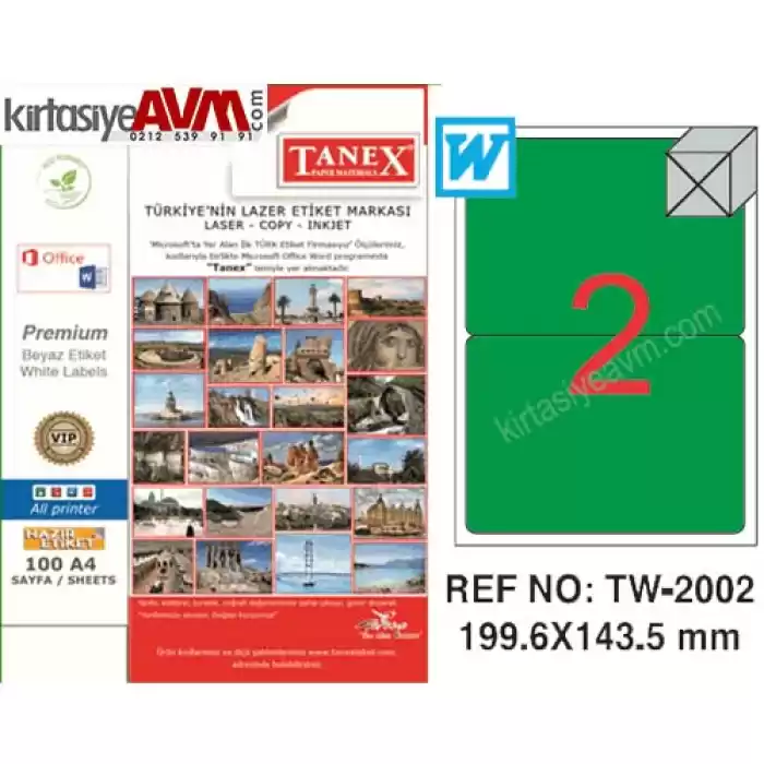 TANEX TW-2002 199,6x143,5 mm YEŞİL LASER ETİKET