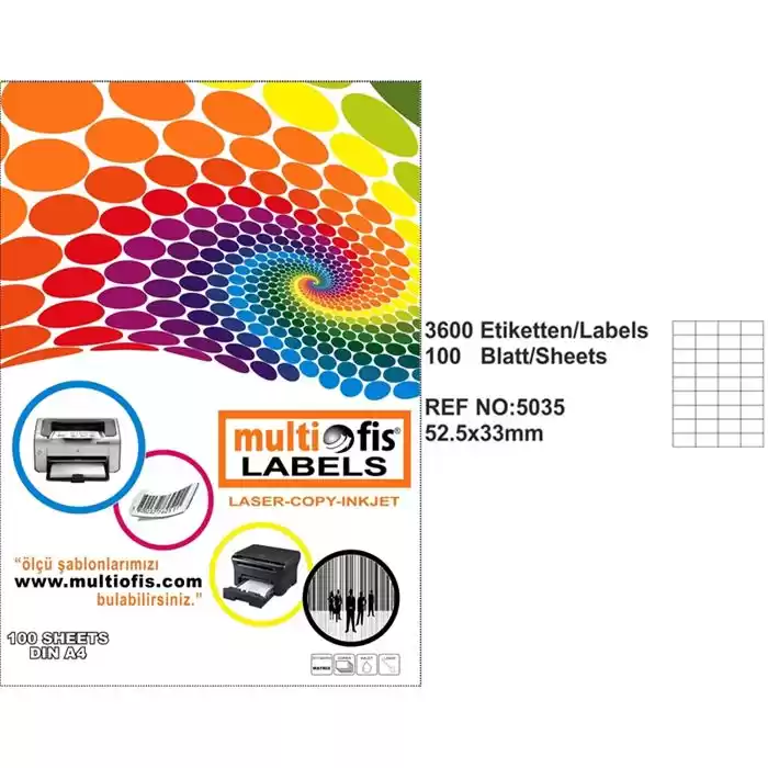 Multiofis 52,5x33 Mm Laser Etiket 5035