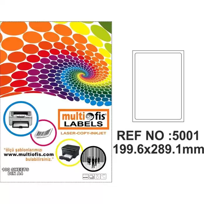Multiofis 199,6x289,1 Mm Laser Etiket 5001