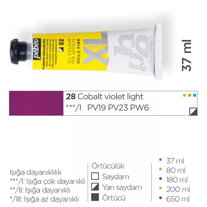 Pebeo 937/28 Cobalt Violet Light Yağlı Boya Huıle Fıne Xl 37 Ml.